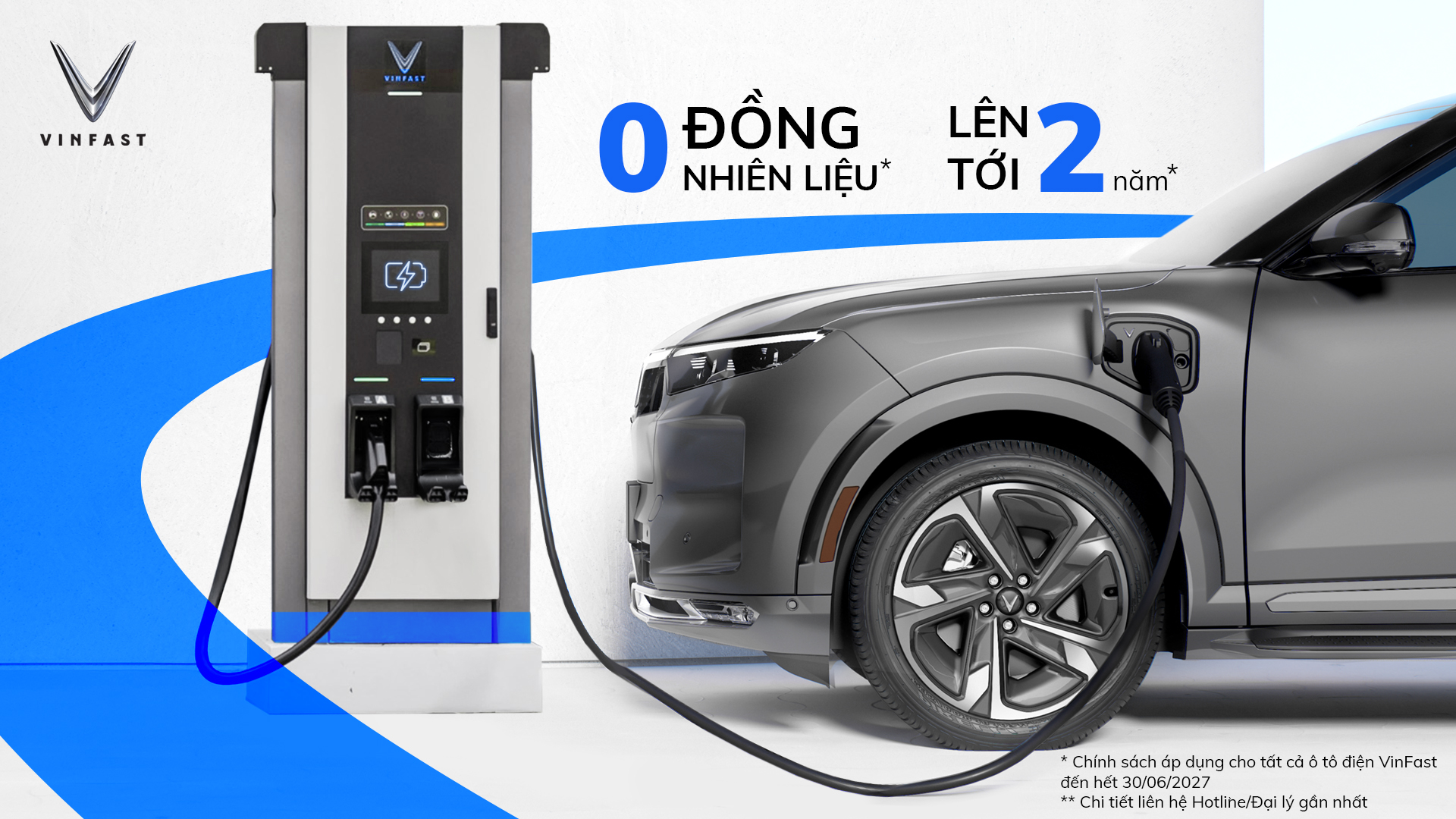 VINFAST MIỄN PHÍ SẠC PIN CHO TẤT CẢ Ô TÔ ĐIỆN ĐẾN NGÀY 30/06/2027